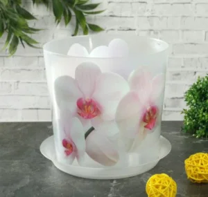 Горшок для орхидей с поддоном IDEA Деко Белый 1,2л d125мм