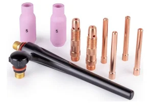 Набор TIG 17 18 26 (сопла кер. № 5,6 цанги 1,6, 2,4 корп цанги 2,4 колп длин кор) FoxWeld 3494  1