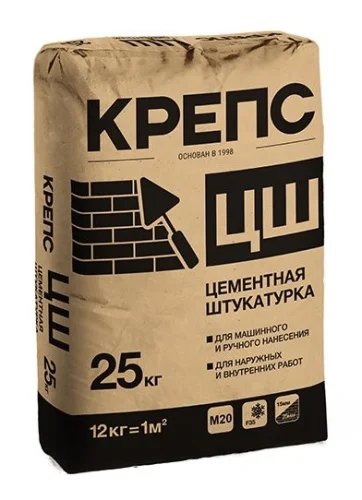 Штукатурка цементная ЦШ КРЕПС для внутр наруж работ 25кг  1 56
