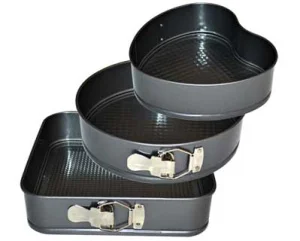 Набор форм для выпечки 3шт разъемные (квадрат, круг, сердце) HYW0072 *1/12