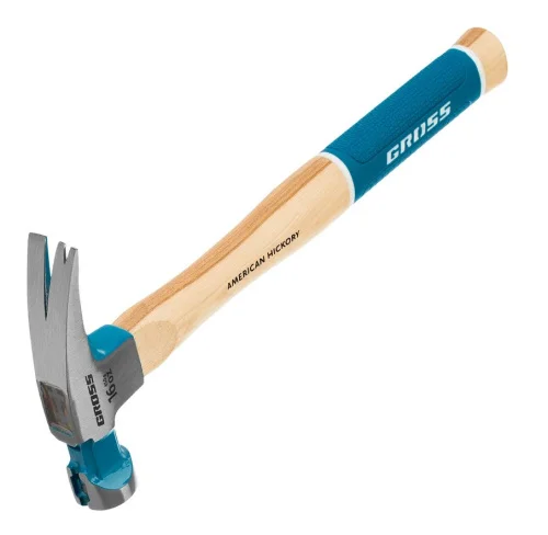 Молоток-гвоздодер American Hickory 450гр, угол 75, магнит, обрезиненная рукоятка Gross 10418  1