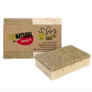 Губки для посуды ЭКО Натурал 2шт 10х7х2,5см поролон 23кг/м3, фибра 420г/м2 YORK