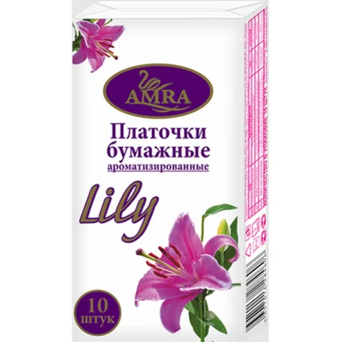Платочки бумажные Amra Lily 10шт ЛМ001248  1