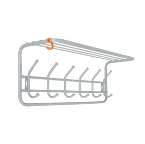 Вешалка настенная с полкой 80см 6 крючков белое серебро ВСП 7БС (ЗМИ)  1