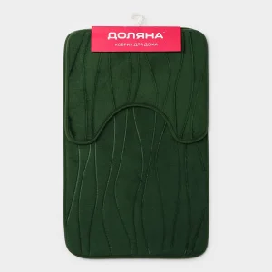 Набор ковриков для ванны и туалета 2шт 40х50, 50х80см Водоросли зеленый 5041092