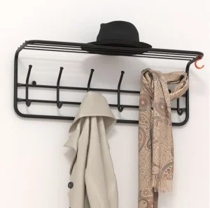 Вешалка настенная с полкой 80см 6 крючков черная ВСП 7Ч (ЗМИ) *1