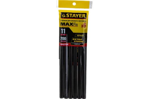 Стержни клеевые чёрные 11х200мм уп-6шт Stayer Black Professional 2-06821-D-S06  1