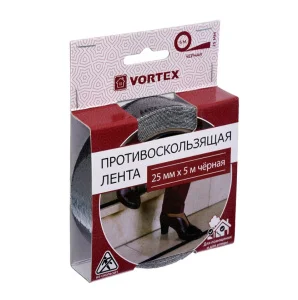 Противоскользящая клейкая лента 25мм*5м черная 22508 VORTEX *1/12