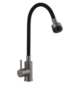 Смеситель д кухни одноруч.  Kitchen  с высоким гибким изливом оружейная сталь AV9001GM (Avrora)  1
