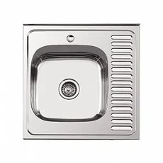 Мойка нерж. сталь глянцевая левая 600х600х165мм толщ. 0,6мм с сифоном L96060-6L (Ledeme)  1