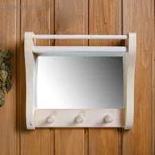 Полка с зеркалом и 3 крючками 27х24х8,5 см 4689663