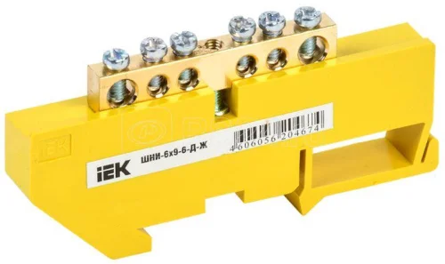 Шина PE  земля  на DIN-изол. ШНИ-6х9-6-Д-Ж YNN10-69-6D-K05 (IEK)  20