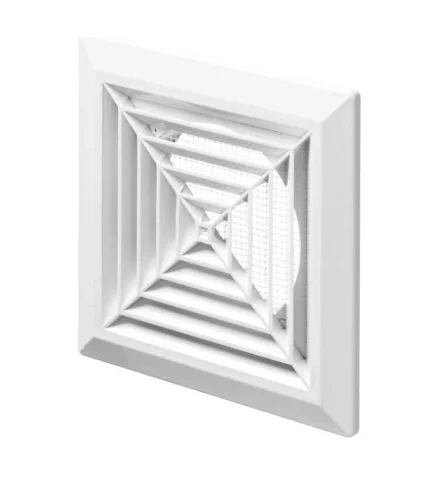 Решетка вент приточно-вытяжная 160х160 с фланцем диам.125 с сеткой серия ДФ (Люкс) Л160 125ДФ  1