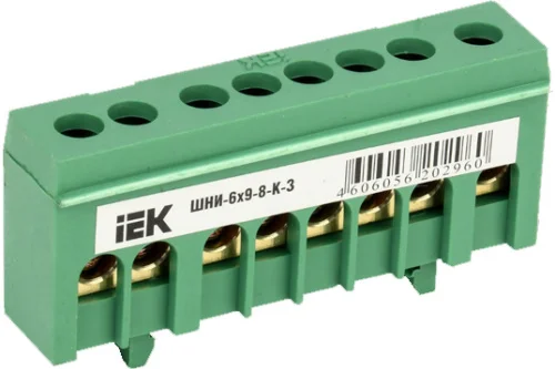 Шина PE  земля  в корп изол. на DIN-рейку ШНИ-6х9-8-K-З YNN10-69-8KD-K06 (IEK)  10