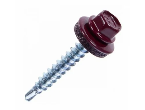 Саморез кровельный 4,8х28 RAL 3005 (красное вино) (10 шт.), ГОСКРЕП ЖЕСТЬ