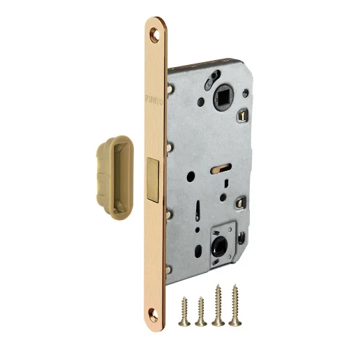 Защёлка врезная сантехническая PUNTO ML96WC-50 BL SSG магнитная без ручек с фиксатором, сатин.золото