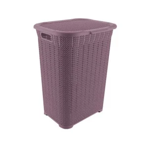 Корзина для белья пластиковая 50л вязаный узор 05027 лиловый