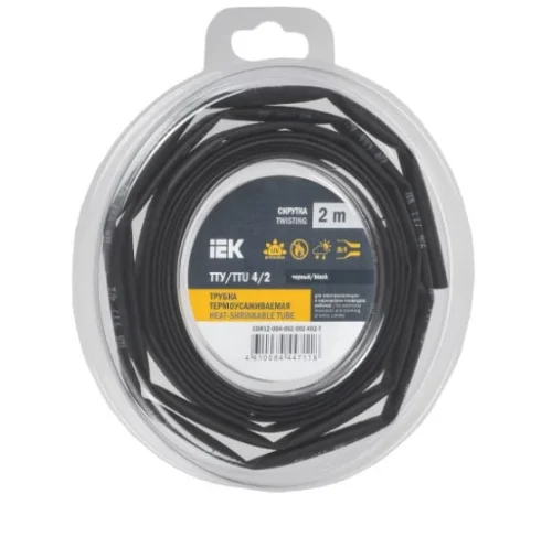 Трубка термоусадочная ТТУ нг-LS 4 2 черн. (уп.2м) UDR12-004-002-002-K02-T (IEK)  1