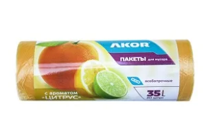 Мешки д/мусора 35л ПНД аромат цитруса 30шт Акор 204-002 *1/70