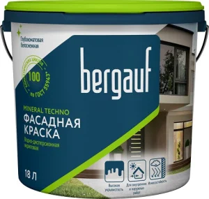 Краска акриловая фасадная Mineral Techno всесезонная 18л База А 63416 (Bergauf) *24