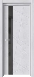 Полотно дверное Торонто-1 бетон снежный (Лакобель черная) кр.черная  ПГ 700
