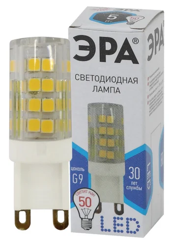 Лампа G9 капсула 5Вт 400Лм 4000К LED JCD-5W-CER-840-G9 Б0027864 (Эра)  1 100