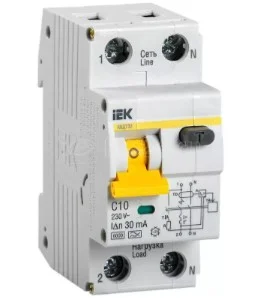 Выключатель автоматический дифференциального тока 2п (1P+N) C 10А 30мА тип A 6кА АВДТ-32 MAD22-5-010-C-30 IEK