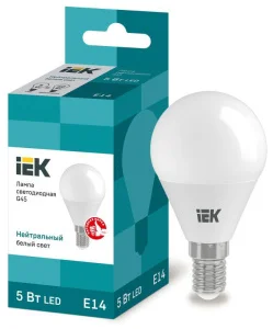 Лампа светодиодная Е14 5Вт 4000K LLE-G45-5-230-40-E14 IEK