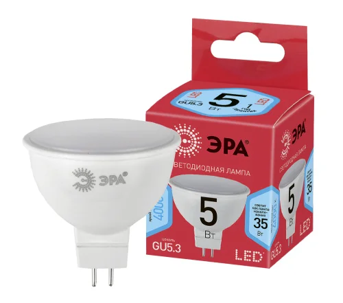 Лампа GU5.3 5Вт 400Лм 4000К ECO LED MR16-5W-840-GU5.3 Б0049639 (Эра)  1 10