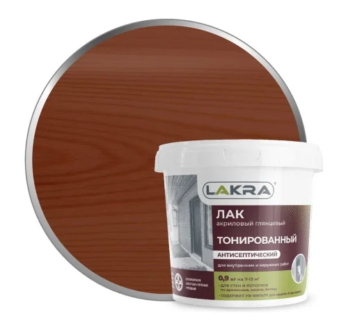 Лак ВД тонированный Махагон 0,9кг(Лакра) 0007566  1 6