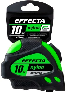 Рулетка 10м 25мм обрезиненный корпус, фиксатор, автостоп, магнит Effecta Nylon 581025