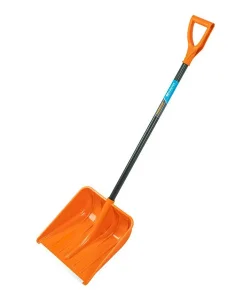 Лопата снегоуборочная пластиковая 400х405х1380мм стальной черенок Сибртех 61666
