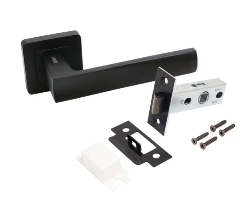 Комплект ручка+защелка АЛЛЮР АРТ  КОЛОМБО   BL+L45-8 BL (23150 S45) матовый черный  20