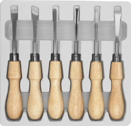 Набор стамесок 6предм, фигурные 6 11 12мм деревянные рукоятки Зубр Профессионал 18373-H6  1