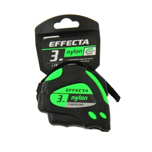 Рулетка 3м 19мм обрезиненный корпус, фиксатор, автостоп, магнит Effecta Nylon 580319