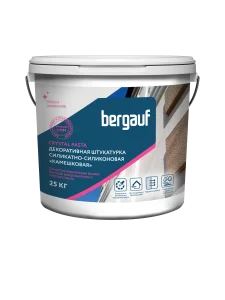 Штукатурка готовая силикатно-силиконовая Crystal Pasta камешковая 2мм 25кг 91361 Bergauf