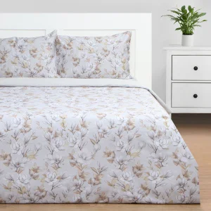 Постельное бельё Этель 2 сп Beige flowers, 175х215 см, 200х214 см, 50х70 см -2 шт, мако-сатин 114г/м