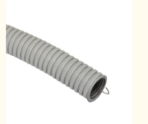 Труба гофрированная ПВХ D50мм с зонд. легкая 15м серая Ruvinil 15001