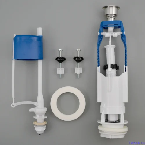 Арматура д бачка унитаза (1 кнопка выпуска метализ., нижн. подводка) А 105.55М.14.3Н АБ 69.55Л.14.3Н