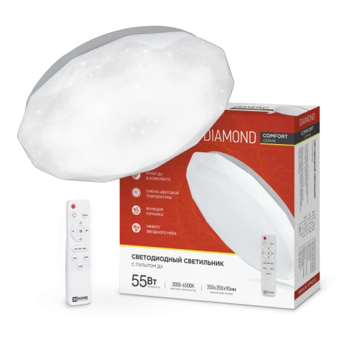 Светильник светодиодный COMFORT DIAMOND 55Вт 3000-6500К 4400лм 230В 330х80мм с пультом ДУ 4690612035