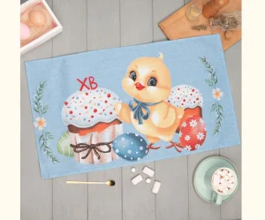 Полотенце кухонное Доляна Цыплёнок и куличи 35х60см 100% хлопок рогожка 164 г/м2 9284369 *1