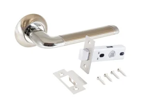 Ручка дверная АЛЛЮР АРТ ПОЛО SN/CP+L45-8 SN (1582/S45) с защелкой матовый никель/хром