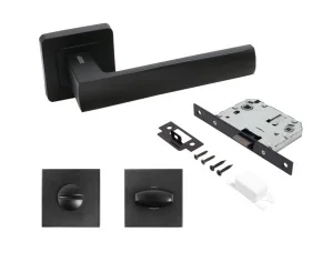 Ручка дверная АЛЛЮР АРТ КОЛОМБО BL+L7050S BL+BK-S1 BL (23150/S7050) с защелкой с фиксатором матовый черный