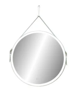 Зеркало D500 Millenium White Led с сенсором на ремне из натуральной кожи белого цвета  ЗЛП963