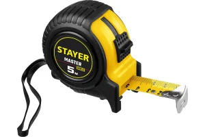 Рулетка 5м 25мм обрезиненный корпус, фиксатор, ударопрочный Stayer Master 34025-05-25