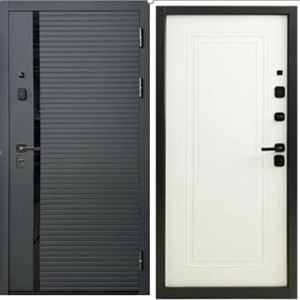 Дверь входная металлическая 10 см  1  Б 960х2050 правая 2-сув. пан графит сер пан 9019-1.TD10-1 с фу