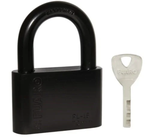 Замок навесной FUARO PL-WEATHER-1570 Black 4 fin key ( PL-15-70) диск.  блистер  12