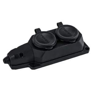 Колодка удлинителя 2-м 16А IP44 с заземл. каучук TKE-C05-KK2-Z черный (Tokov Electric)  1