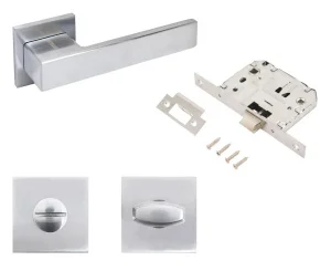 Комплект ручка+защелка с фиксатором АЛЛЮР АРТ "РИНГО" SC+L7050S SC+BK-S2 SC (8390/S7050) матовый хром *20