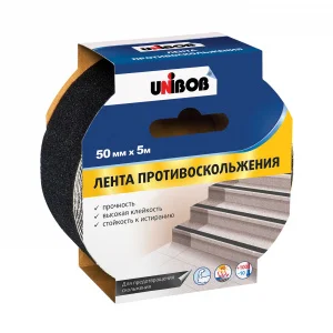 Лента клейкая противоскольжения UNIBOB 50мм х 5м черная *1/24 (39293)